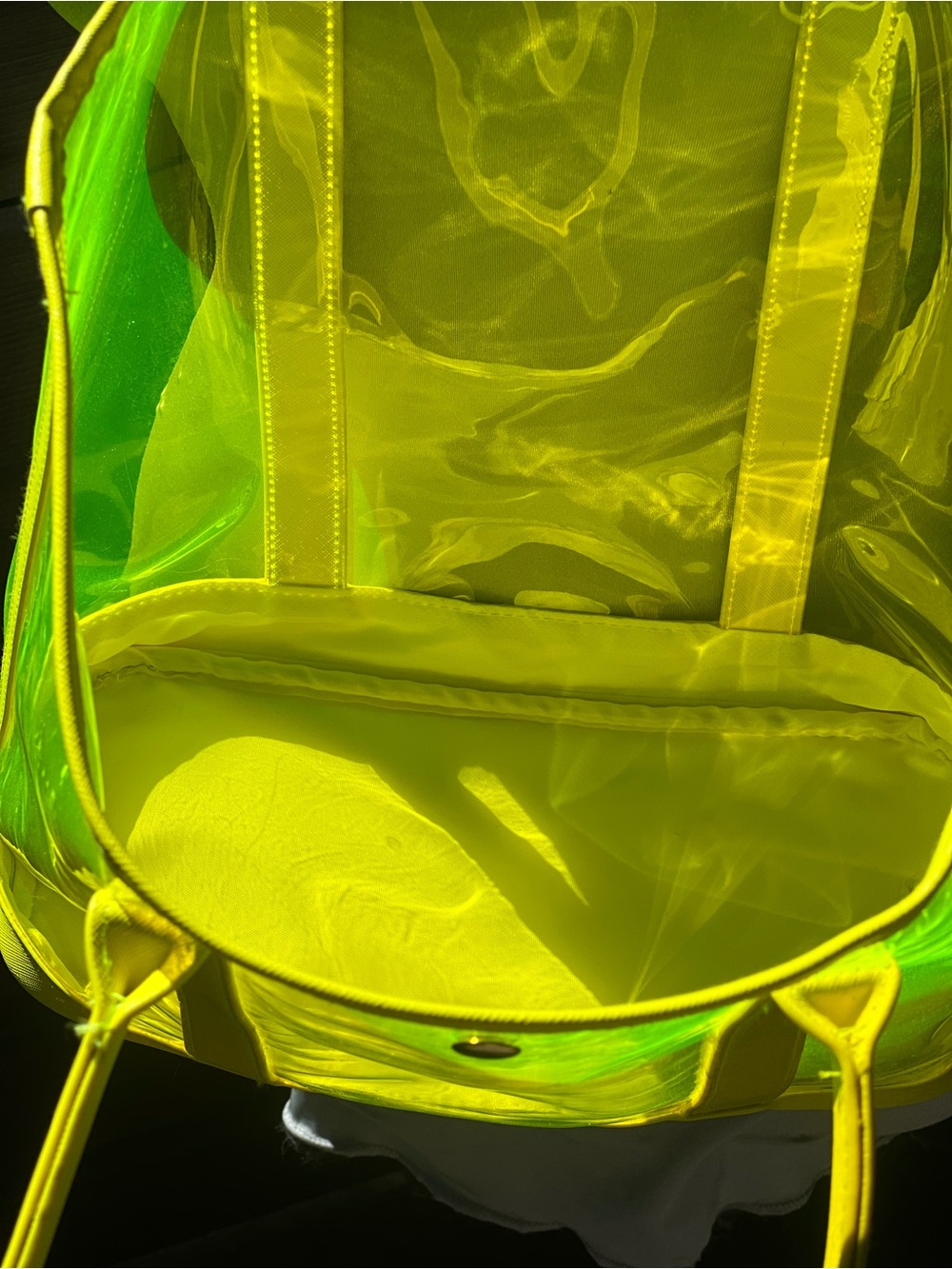 Yellow Transparent Tote Bag - Clear PVC Beach Tote - Picture 4 of 6